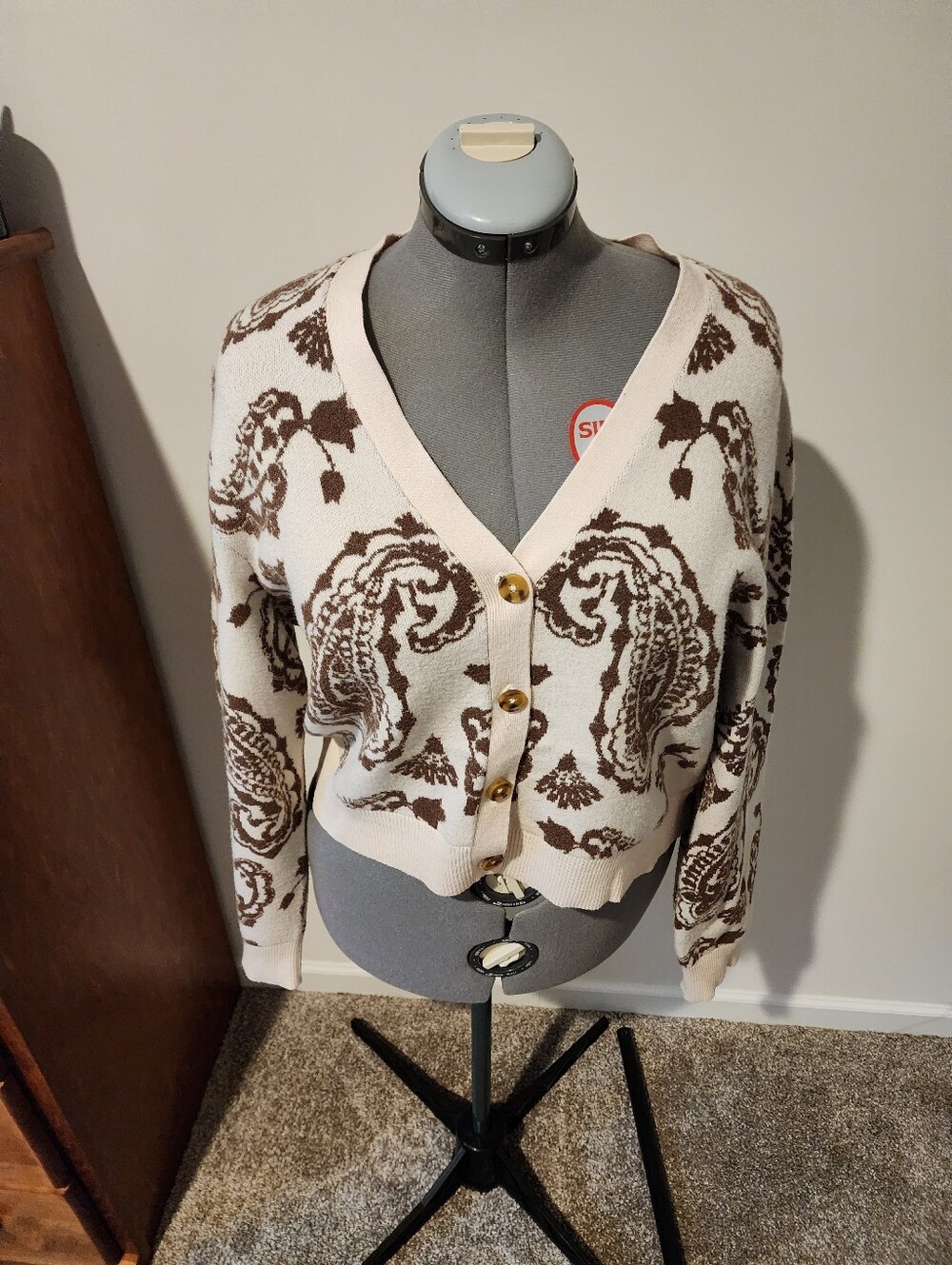 1x Ophelia Roe Brown And Cream Paisley Cardigan